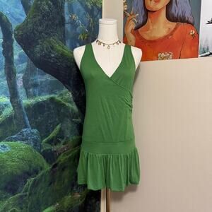 licorice green ruffle hem mini dress y2k retro summer casual